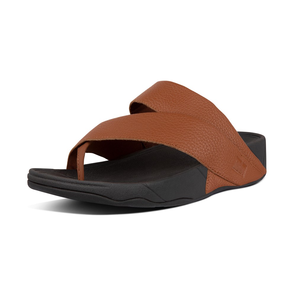 Fitflop Mens Sandals - Sling Leather Toe-post - Brown/Black - 918-CILKFW